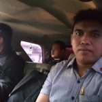 Tersangka MA (belakang) Dijemput Tim Opsnal Tipikor Ditreskrimsus Polda Papua Barat di Bandara Rendani Manokwari, Rabu (28/02/2018)