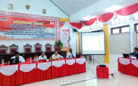 KPU dan Bawaslu PB Laksanakan Sosialisasi PKPU Nomor 20 Tahun 2018 di Aula KPU Papua Barat, Selasa (3/7/2018)