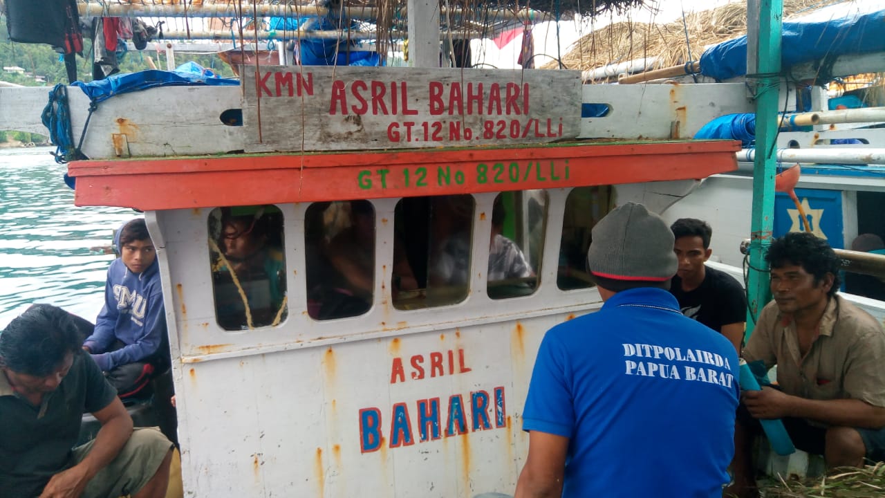 Barang Bukti Kapal Ikan yang disita Direktorat Polair Polda Papua Barat, Minggu (5/8/2018)