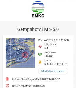 Warga Sorong Dikagetkan Gempa 5,89 SR di Laut Tual