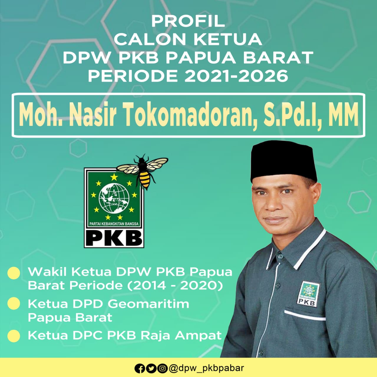 Muhammad Nasir Tokomadoran, Bakal Calon ketua PKB Papua Barat, periode 2021-2026
