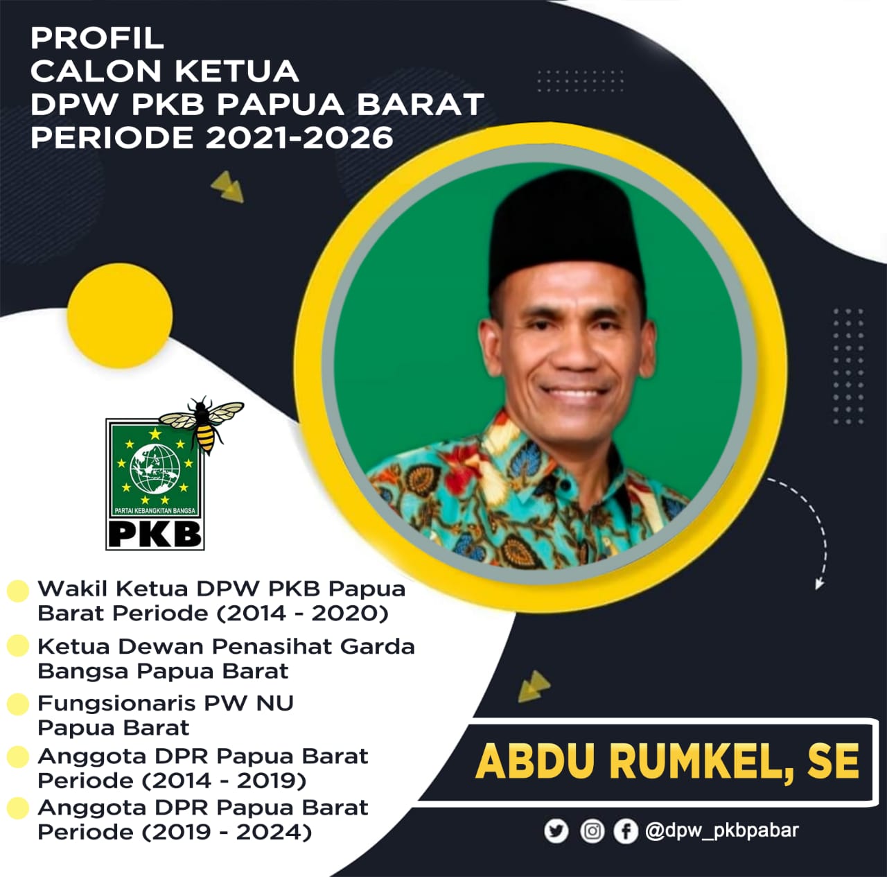 Abdu Rumkel, Bakal Calon Kandidat Ketua PKB Papua Barat 2021-2026