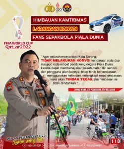 Polres Sorong Akan Tindak Tegas Jika Konvoi Piala Dunia Tetap Dilakukan