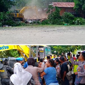 Di Back Up Ratusan Personel Polisi PN Sorong Eksekusi Tanah seluas 4.800 Disamping Saga
