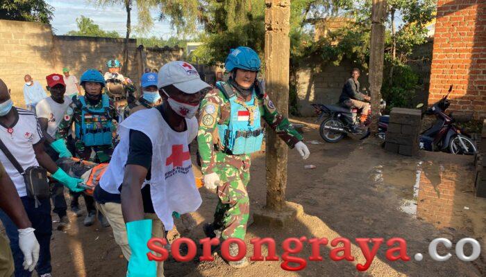 Bangunan Hotel Runtuh, Pasukan Satgas BGC 39-F MONUSCO Bantu Evakuasi Korban