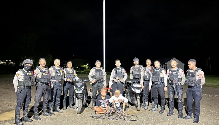 Patroli Perintis Presisi Polda PBD Amankan Terduga Pencuri Kabel di Sorong
